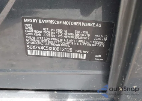 2013 BMW X5 xDrive35I/xDrive35I Premium/xDrive35I Sport Activity from USA, damaged, VIN 5UXZV4C5XD0B13128